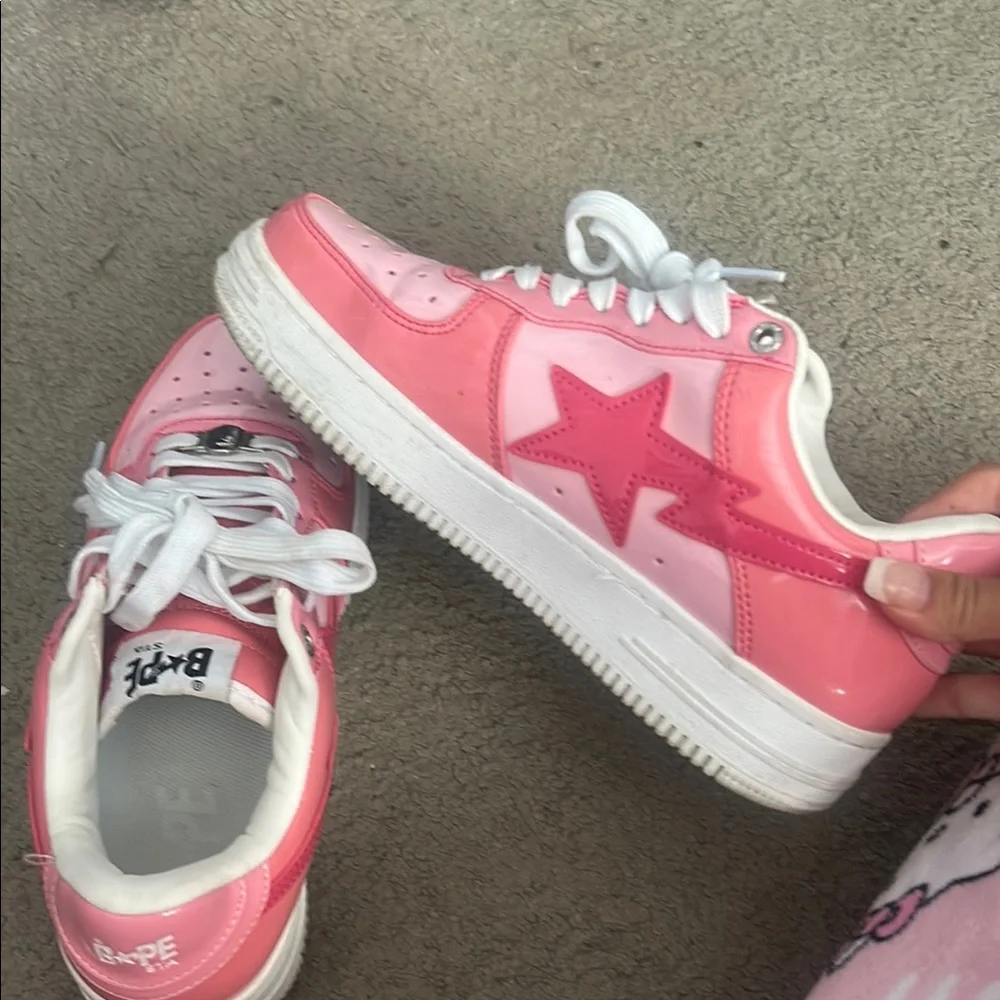 Bape Pink Patent Leather Sta-Style Sneakers - Picture 2 of 3
